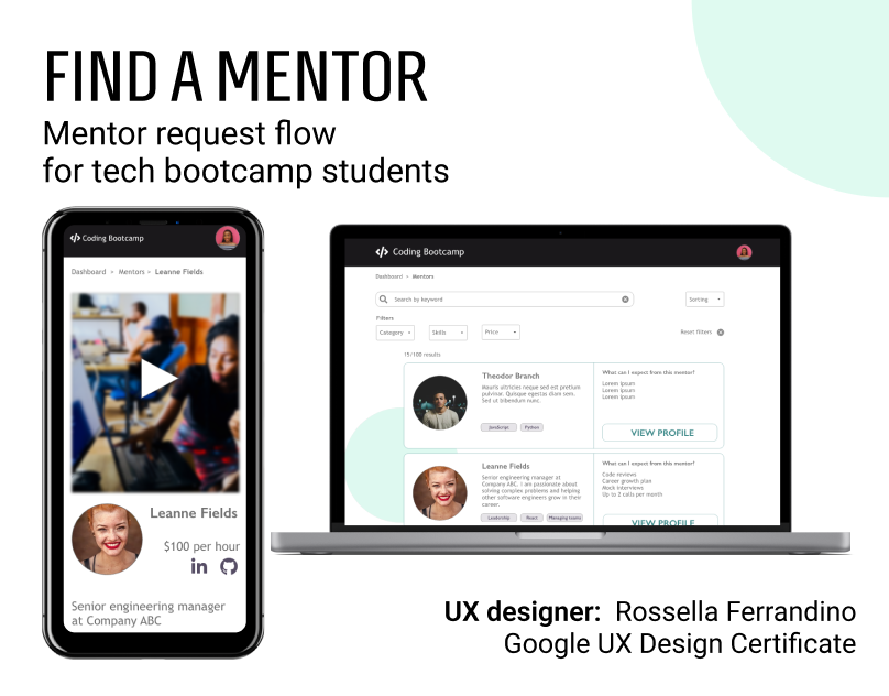 Preview image - Find a mentor UX design